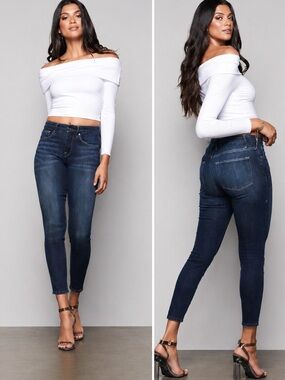 Good American Good Legs Crop Jeans Size 6 Dark Wash Mid-Rise Skinny Crop Shaping